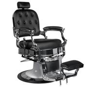 POLTRONA DA BARBIERE PARRUCCHIERE ERNESTO SEDIA BLACK SILVER IN SIMILPELLE