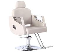 Poltrona da Barbiere, Poltrona da Barbiere idraulica in Pelle PU, Moderna Poltrona da Parrucchiere reclinabile con Base e Rotazione a 360 Gradi, per Barbiere,Bianca,Square Base