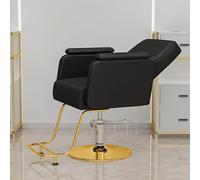 Poltrona da Barbiere reclinabile idraulica per saloni e Uso Domestico - Poltrona da Parrucchiere Girevole a 360° con Altezza e poggiatesta Regolabili, Rivestimento in Pelle PU,Nero,Gold Frame