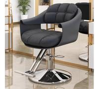 Poltrona da Barbiere Salon Poltrona da Parrucchiere idraulica con Altezza Regolabile e Rotazione a 360°, Poltrona Elegante per barbieri, saloni di Bellezza, Facile da Montare,Nero,Silver Frame