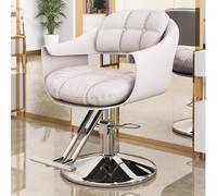 Poltrona da Barbiere Salon Poltrona da Parrucchiere idraulica con Altezza Regolabile e Rotazione a 360°, Poltrona Elegante per barbieri, saloni di Bellezza, Facile da Montare,Bianca,Silver Frame