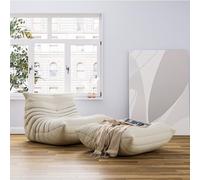 Poltrona da camino con ottomana, comoda poltrona lounge in pelle scamosciata e poggiapiedi per soggiorno, accogliente divano singolo e versatile chaise longue per il relax