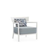 Poltrona da Esterno CARA MAT Liberty Obi Check, Bianco/ Blu