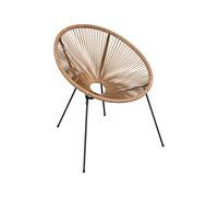 Rebecca Mobili Poltrona Relax, Sedia da Giardino, Beige Nero, Acciaio PE, Design Vintage, Comoda, per Patio Balcone - Misure HxLxP: 80 x 70 x 76 cm - Art. RE7157
