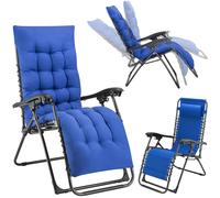 Poltrona da Giardino con Cuscino Imbottito Struttura Acciaio Pieghevole Blu Rela