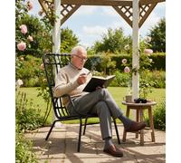 Poltrona da Giardino in Polyrattan Nero e Acciaio - Outdoor Design Moderno (48581)