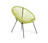 Rebecca Mobili Poltrona da Giardino, Sedia con Seduta Ovale, Giallo Nero, Acciaio PE, Design Rétro, Effetto Rattan, per Esterno Interno - Misure HxLxP: 80 x 70 x 76 cm - Art. RE7159