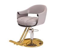 Poltrona da Lavoro X Parrucchiere da Donna Rotazione di 360° Altezza Regolabile Rimovibile e Lavabile Poltrona Barbiere con Telaio Placcato Oro per Parrucchiere Salone di Bellezza(Gray)