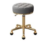 Poltrona da massaggio girevole regolabile for spa e salone da disegno con seduta in similpelle e struttura in acciaio inossidabile dorato, sgabelli for ufficio, sgabello rotondo con ruote for bellezza