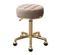 Poltrona da massaggio girevole regolabile for spa e salone da disegno con seduta in similpelle e struttura in acciaio inossidabile dorato, sgabelli for ufficio, sgabello rotondo con ruote for bellezza
