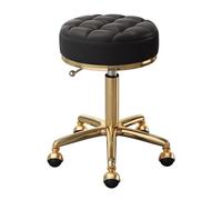 Poltrona da massaggio girevole regolabile for spa e salone da disegno con seduta in similpelle e struttura in acciaio inossidabile dorato, sgabelli for ufficio, sgabello rotondo con ruote for bellezza
