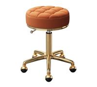 Poltrona da massaggio girevole regolabile for spa e salone da disegno con seduta in similpelle e struttura in acciaio inossidabile dorato, sgabelli for ufficio, sgabello rotondo con ruote for bellezza