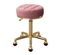 Poltrona da massaggio girevole regolabile for spa e salone da disegno con seduta in similpelle e struttura in acciaio inossidabile dorato, sgabelli for ufficio, sgabello rotondo con ruote for bellezza