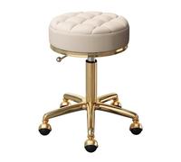 Poltrona da massaggio girevole regolabile for spa e salone da disegno con seduta in similpelle e struttura in acciaio inossidabile dorato, sgabelli for ufficio, sgabello rotondo con ruote for bellezza