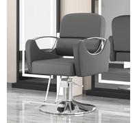 Poltrona da Parrucchiere Sedia da Barbiere Moderna con Girevole a 360° e Altezza Regolabile Pompa Idraulica capacità 190 kg per Parrucchiere Salone di Bellezza Tatuaggi,Grigio,Silver Chassis