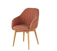 Poltrona da pranzo color terracotta con gambe in rovere