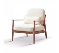 Poltrona da salotto in legno massello, divano singolo, stile retrò, per il tempo libero, piccolo, per soggiorno, camera da letto, balcone, colore bianco sporco