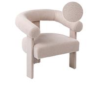 Poltrona da salotto in stile retrò rivestita in bou on gambe beige chiaro Il