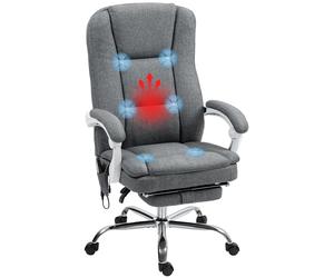 Poltrona da scrivania HOMCOM con massaggio e riscaldamento, sedia da ufficio ergonomica con altezza regolabile, schienale reclinabile, P rest