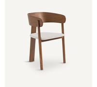 Poltrona da tavolo a 3 gambe in tessuto bouclé, MARAIS, design di Emmanuel Gallina Marrone TU
