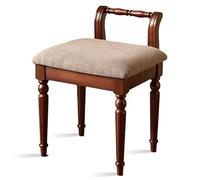 Poltrona da trucco, sgabello da toeletta retrò con schienale, elegante imbottitura con gambe in legno massello, comoda seduta da toeletta per donna, capacità di carico di 240 libbre (gamba i