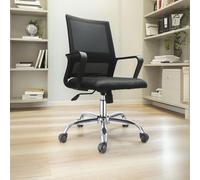 Poltrona da ufficio C8350 con schienale in rete colore nero con base cromata