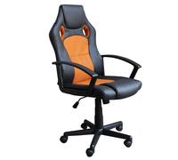 Poltrona da ufficio e gaming ergonomica in pelle nera e tessuto arancione Stark