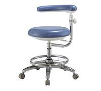 Poltrona dentale Sgabello medico regolabile Sedia assistente Bracciolo girevole a 360 ° con anello del piede per ospedale, clinica, dentale igiene, blu