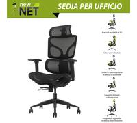 Poltrona direzionale nera con pistone a gas classe 4 e schienale farfalla