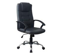 Poltrona direzionale ufficio girevole in ecopelle Sedia presidenziale nera ruote