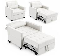 Poltrona Divano Letto Singolo Chaise Lounge Beige Seduta Imbottita Ergonomica