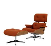 Poltrona Eames Vitra con Poggiapiedi Calma Cognac/ Alluminio/ Castagna