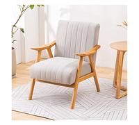 Poltrona ergonomica imbottita con struttura in legno e comodo cuscino in tessuto per soggiorno, ufficio, camera da letto, elegante sedia da lettura per la casa
