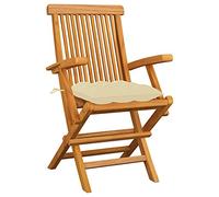 Poltrona Esterno, Set Da Giardino Da Esterno, Sedie Giardino 3pz con Cuscini Bianco Crema Legno Massello Teak Adatto a Balcone Piscina Patio Campeggio Terrazza Bere Il Tè, Decorazione Degli Spazi