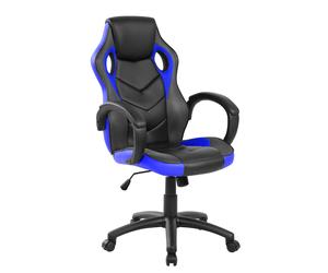 Poltrona Gaming modello Racer Pro gioco, computer ufficio in similpelle con altezza seduta regolabile 46-56 cm nera e blu blu
