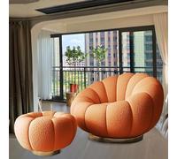 Poltrona Girevole a Forma di Zucca - Poltrona reclinabile in Morbida Lana, Robusta Base in Metallo, Perfetta for l'arredamento del Soggiorno e della Camera da Letto(J)