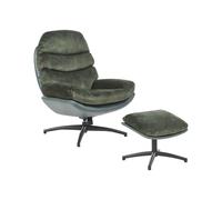 Poltrona girevole in velluto con poggiapiedi Base singola Stile metà secolo verd