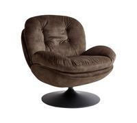 Poltrona girevole in velluto con seduta imbottita Base singola Stile vintage Mar
