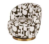 Poltrona girevole jacquard beige e verde kaki