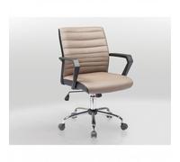 POLTRONA GIREVOLE PER UFFICIO IN ECOPELLE SCHIENALE RECLINABILE MARRONE