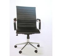 POLTRONA GIREVOLE PER UFFICIO IN ECOPELLE SCHIENALE RECLINABILE NERO - BIANCO