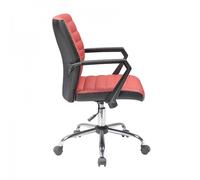 POLTRONA GIREVOLE PER UFFICIO IN ECOPELLE SCHIENALE RECLINABILE ROSSO