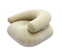 Poltrona gonfiabile con superficie floccata, 71 x 71 x 50 cm, lettino portatile per uso interno ed esterno, patio, giardino, dormitorio, viaggi, beige