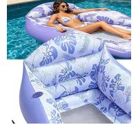 Poltrona gonfiabile da piscina con portabicchieri, grande divano ad acqua, seduta in rete per piscine, laghi, spiagge, feste estive acquatiche, design 3 in 1 per il massimo relax