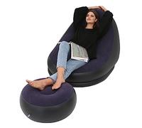 Poltrona gonfiabile deluxe con poggiapiedi, in morbido tessuto felpato, per interni ed esterni, perfetta per casa, giardino, picnic, spiaggia e festival