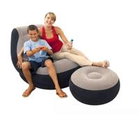 Poltrona Gonfiabile Floccata Cm 116x98x83 con Poggiapiedi relax casa