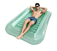 Poltrona gonfiabile per relax, a bordo piscina, ergonomica, curva, con poggiatesta regolabile, accessorio pieghevole per nuoto con materiale resistente, galleggiante d'acqua per vacanze estive e