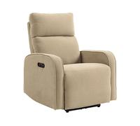 HOMCOM Poltrona Reclinabile Elettrica in Ciniglia con Poggiapiedi, Poggiatesta Regolabile e Prese, 80x93x103 cm, Beige Aosom Italy
