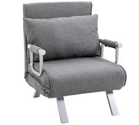 Poltrona HOMCOM - Divano letto convertibile 1 posto, sfoderabile, grande comfort, cuscini, piedini, braccioli, struttura in metallo, tessuto grigio Clai