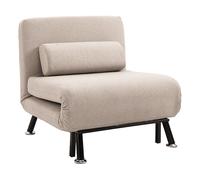 HOMCOM Poltrona salvaspazio Letto Singolo con Materasso e Cuscino Imbottito, Telaio in Metallo e Schienale Regolabile 108-180°, Beige Aosom Italy